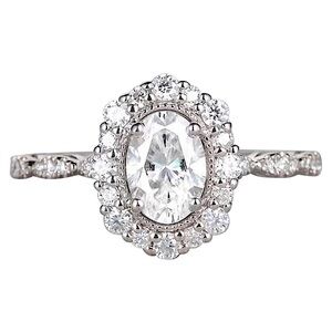 NEW Women's Gold Filled Oval Halo Simulated Diamond Engagement‎ Ring, Sz 6